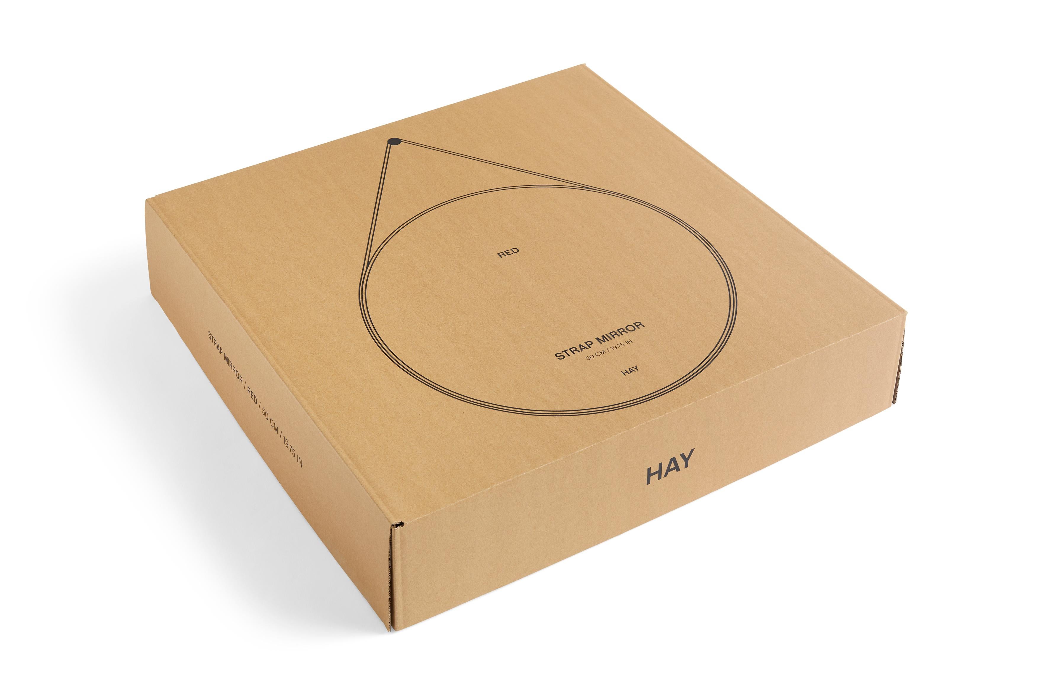 Minimaliste Miroir à sangle n°2, D70 en acier revêtu de poudre rouge de Hay en vente