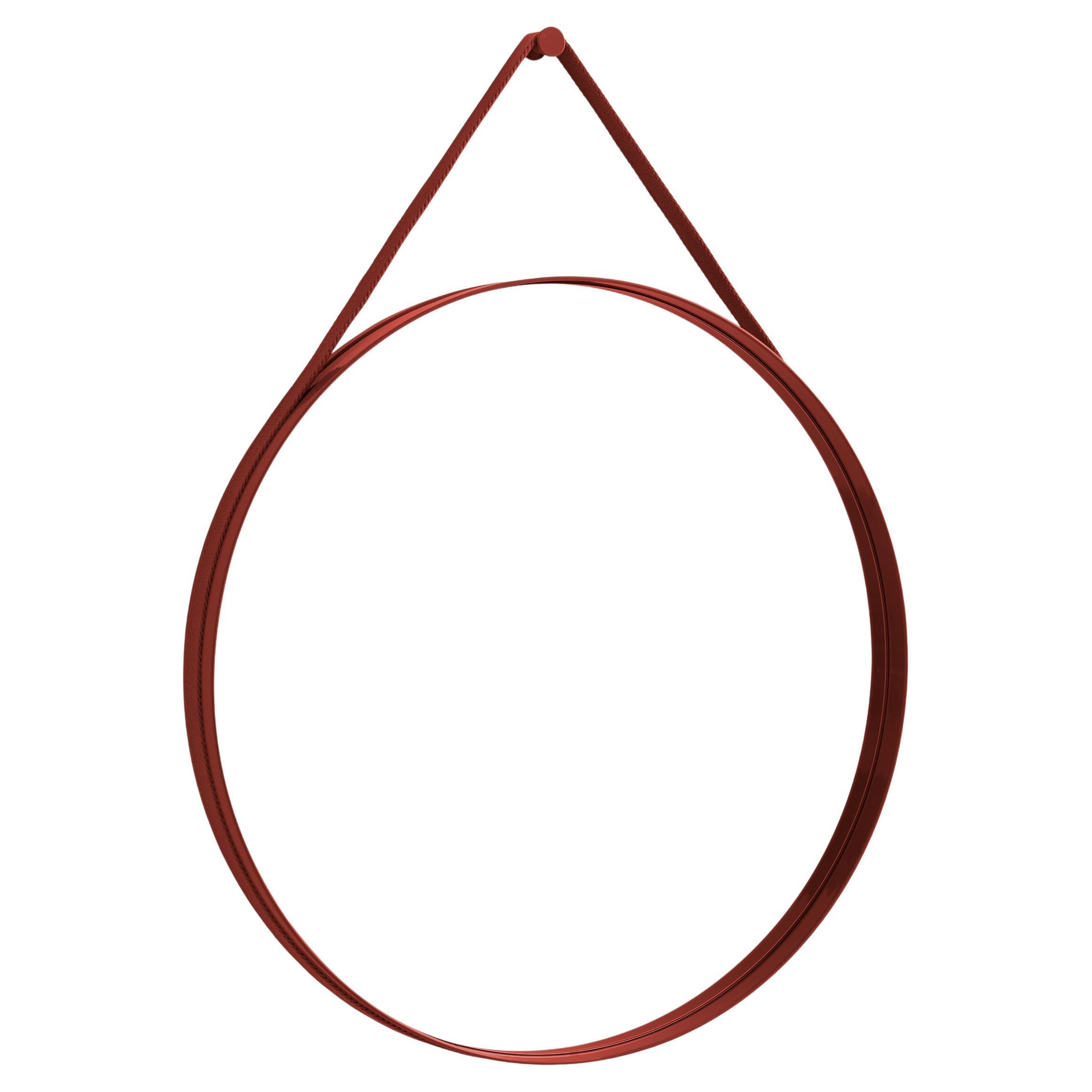 Miroir à sangle n°2, D70 en acier revêtu de poudre rouge de Hay en vente