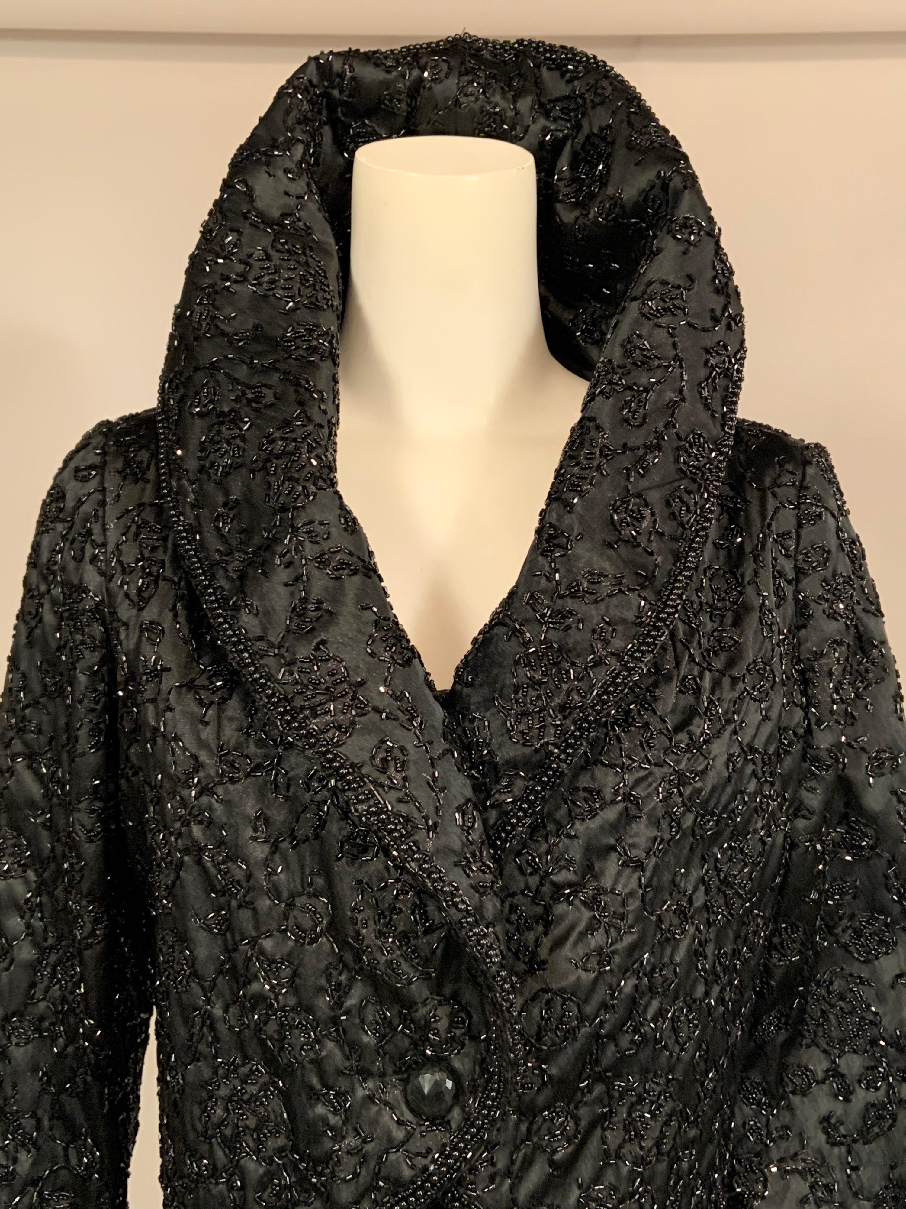 Elaborately Beaded Strapless Black Cocktail Dress and Jacket  circa 1950 In Excellent Condition For Sale In New Hope, PA