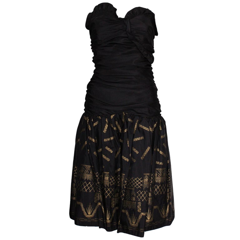 strapless open back dress 1980s Floral Tiered Ruffle Hem Party Dress V550 – Erin Templeton