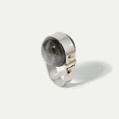 Anello con pietra incastonata in oro 18 carati con ossidiana di Hannah Martin London