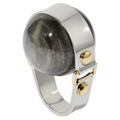 Anello con pietra incastonata in oro 18 carati con ossidiana di Hannah Martin London