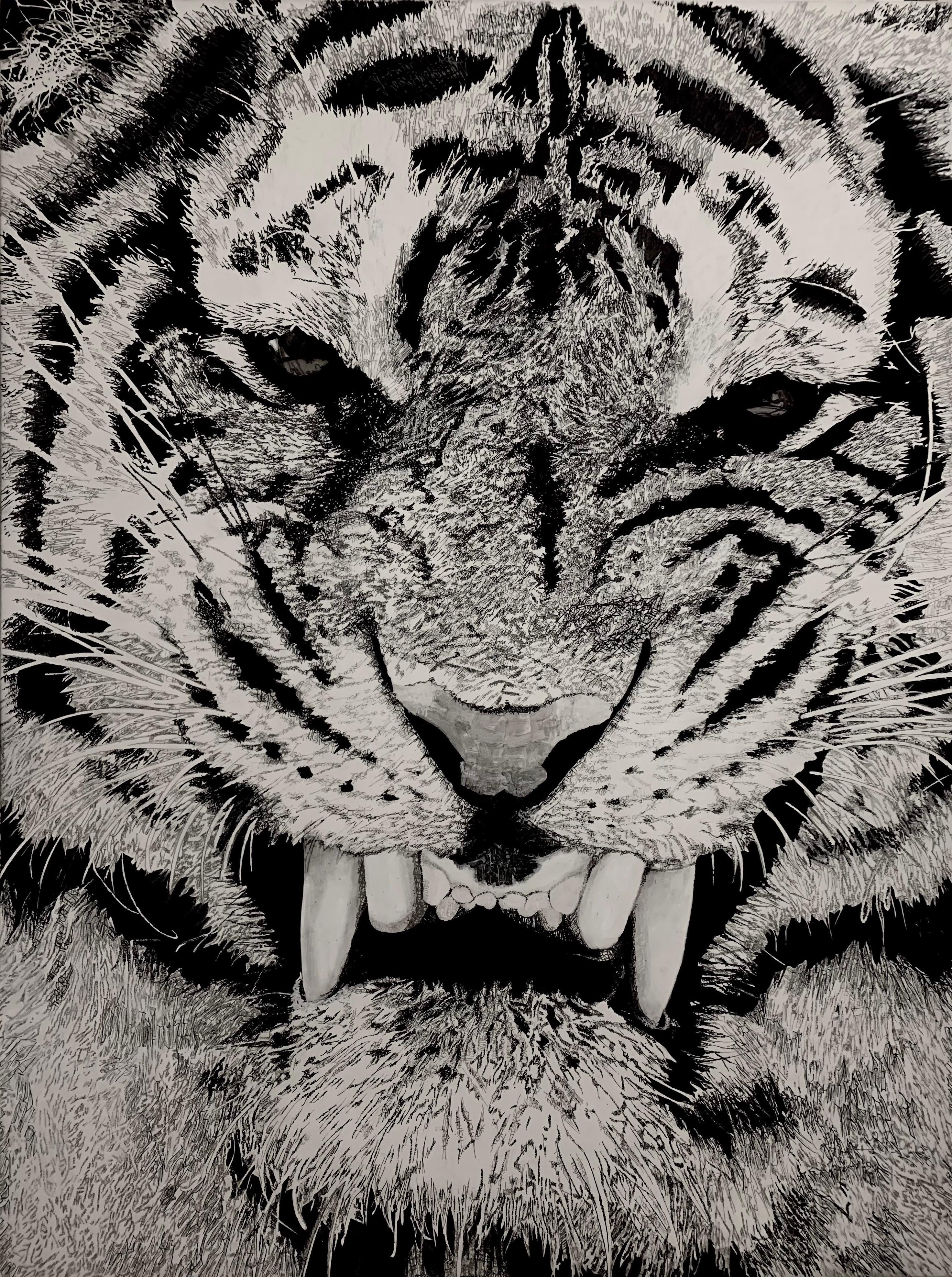 Stras Bear Figurative Painting - Tiger, Tiger, Tiger...