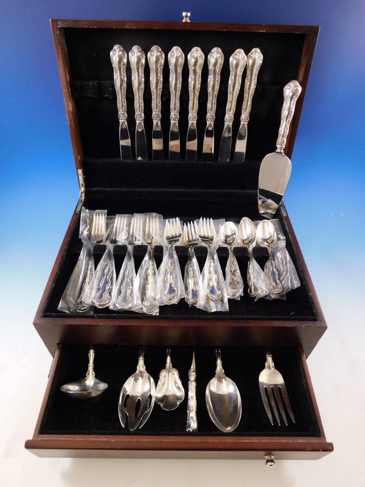 Strasbourg by Gorham sterling silver place size flatware set of 39 pieces. This set includes:

8 place size knives, 9 1/4