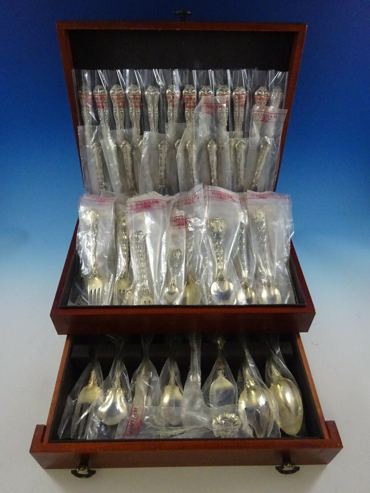 New and unused Strasbourg by Gorham sterling silver Place Size flatware set - 117 pieces. This set includes:

12 place size knives, 9 1/4