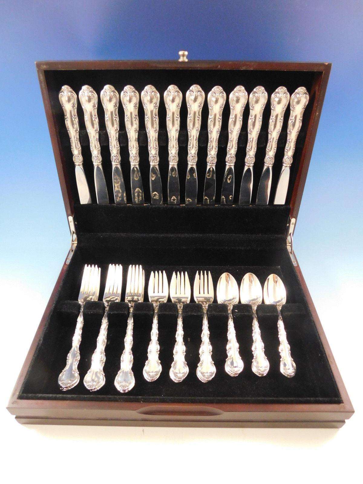 Place size strasbourg by Gorham sterling silver flatware set - 48 pieces. This set includes:

12 place knives, 9 1/4