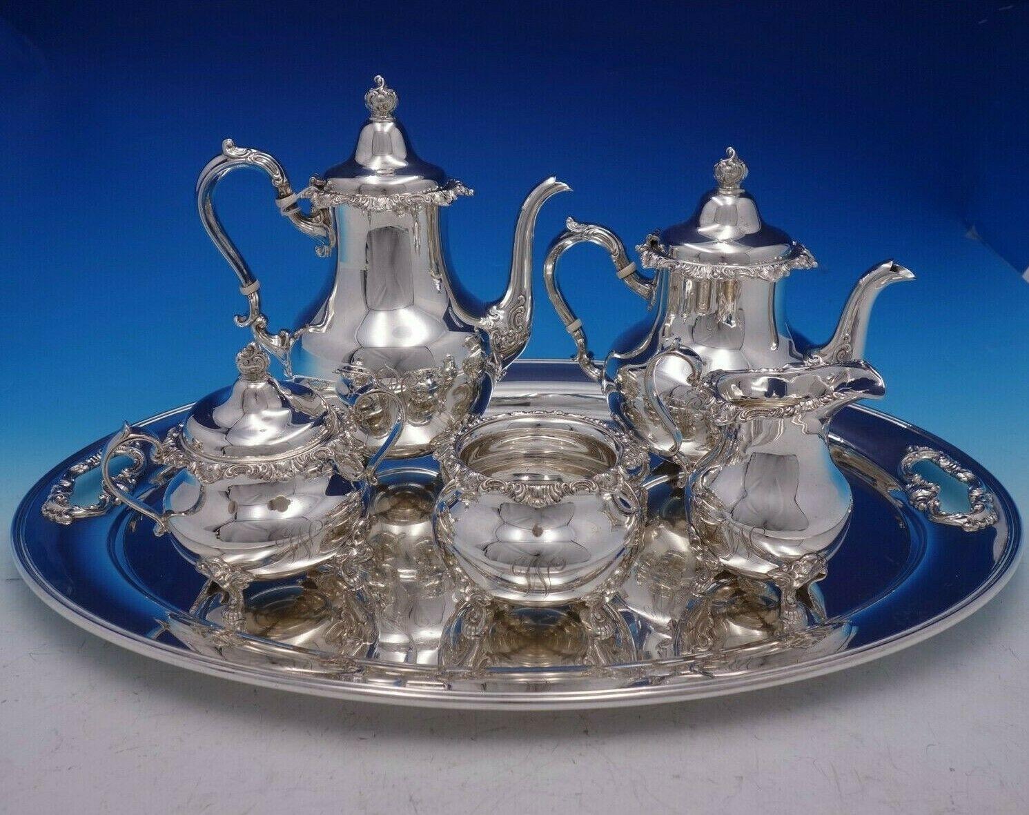 Strasbourg by Gorham Sterling Silver Six Piece Coffee and Tea Set In Excellent Condition In Big Bend, WI
