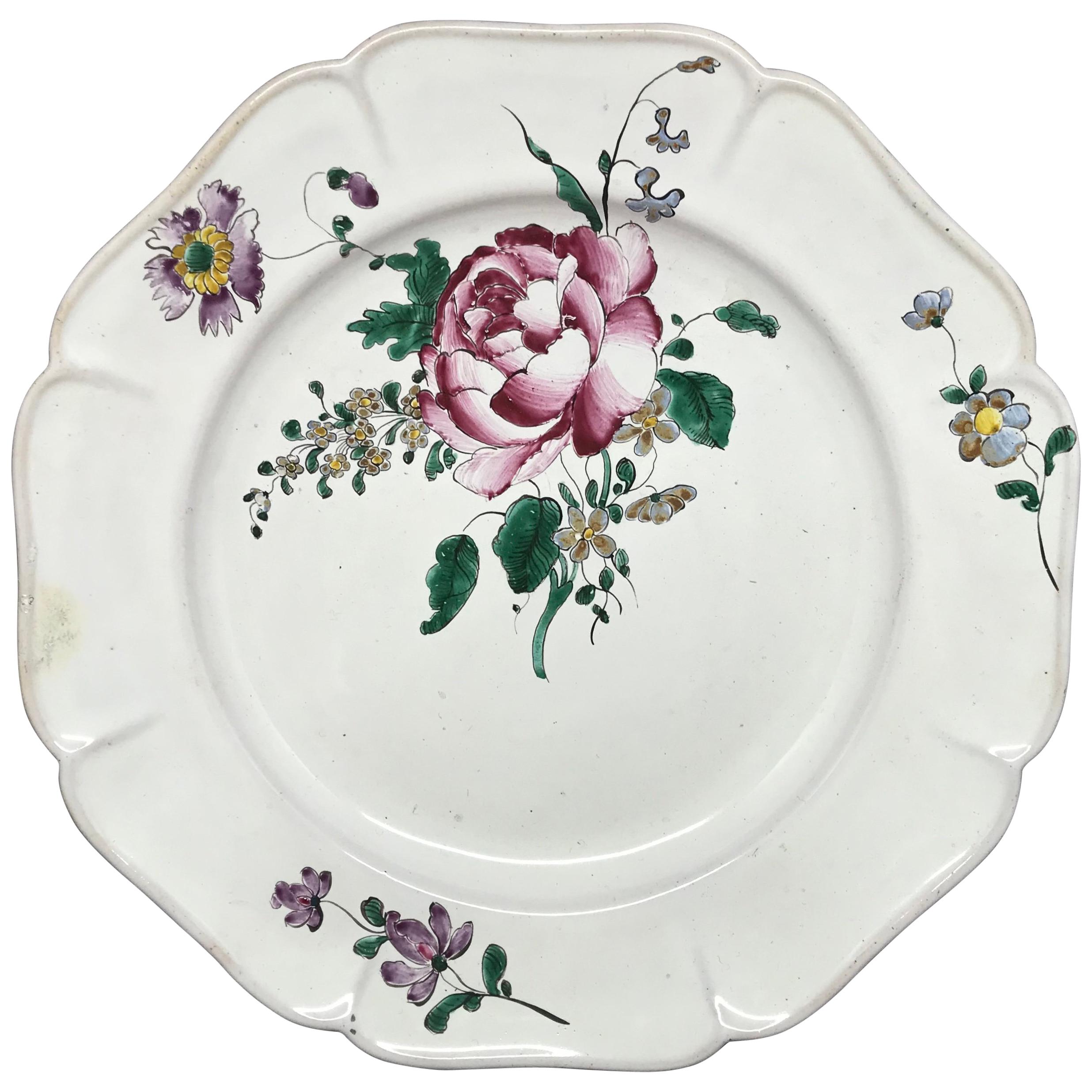 Strasbourg Faience Floral Plate For Sale