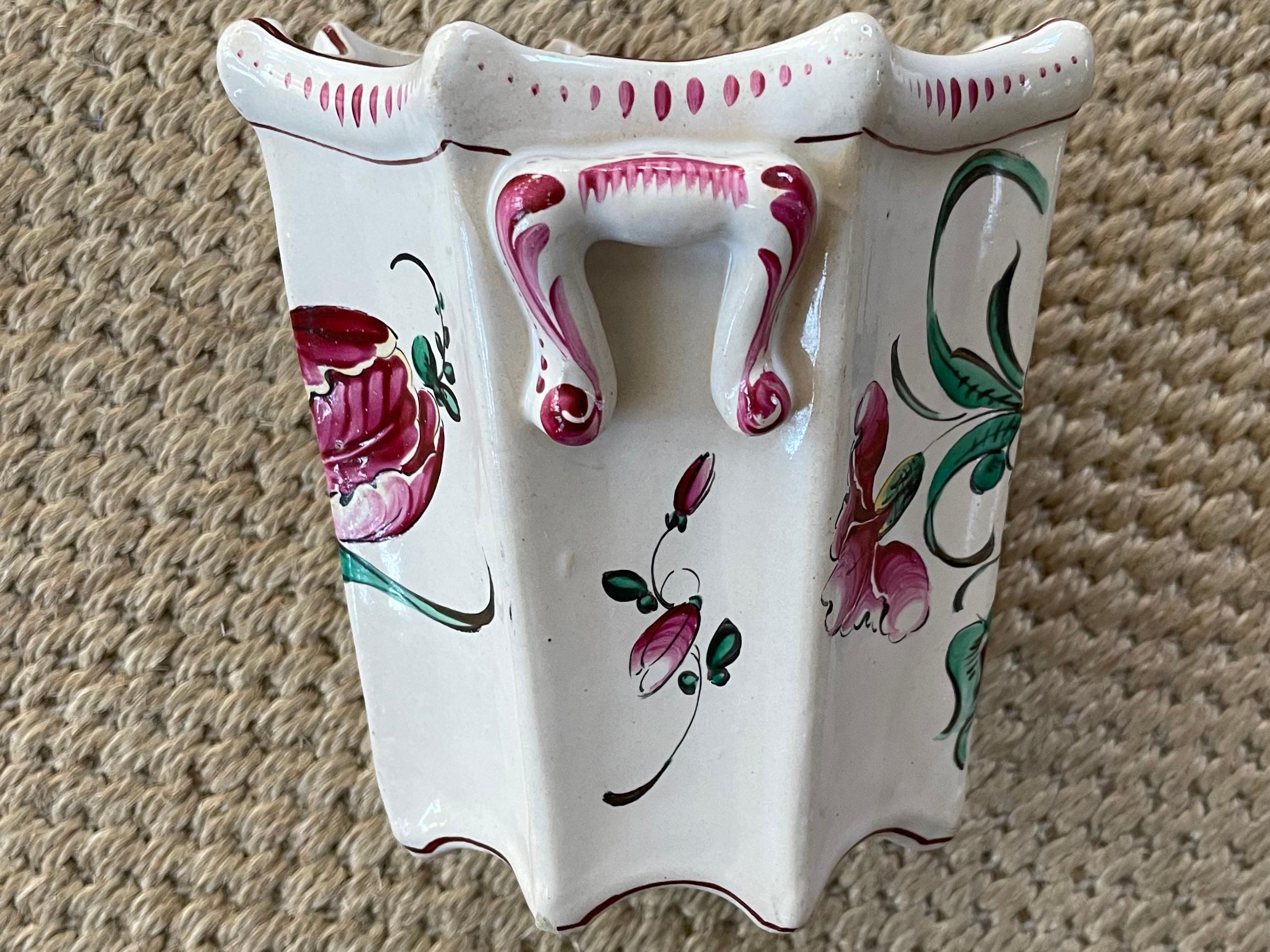 Strasbourg Faience Floral Vase In Good Condition For Sale In New York, NY