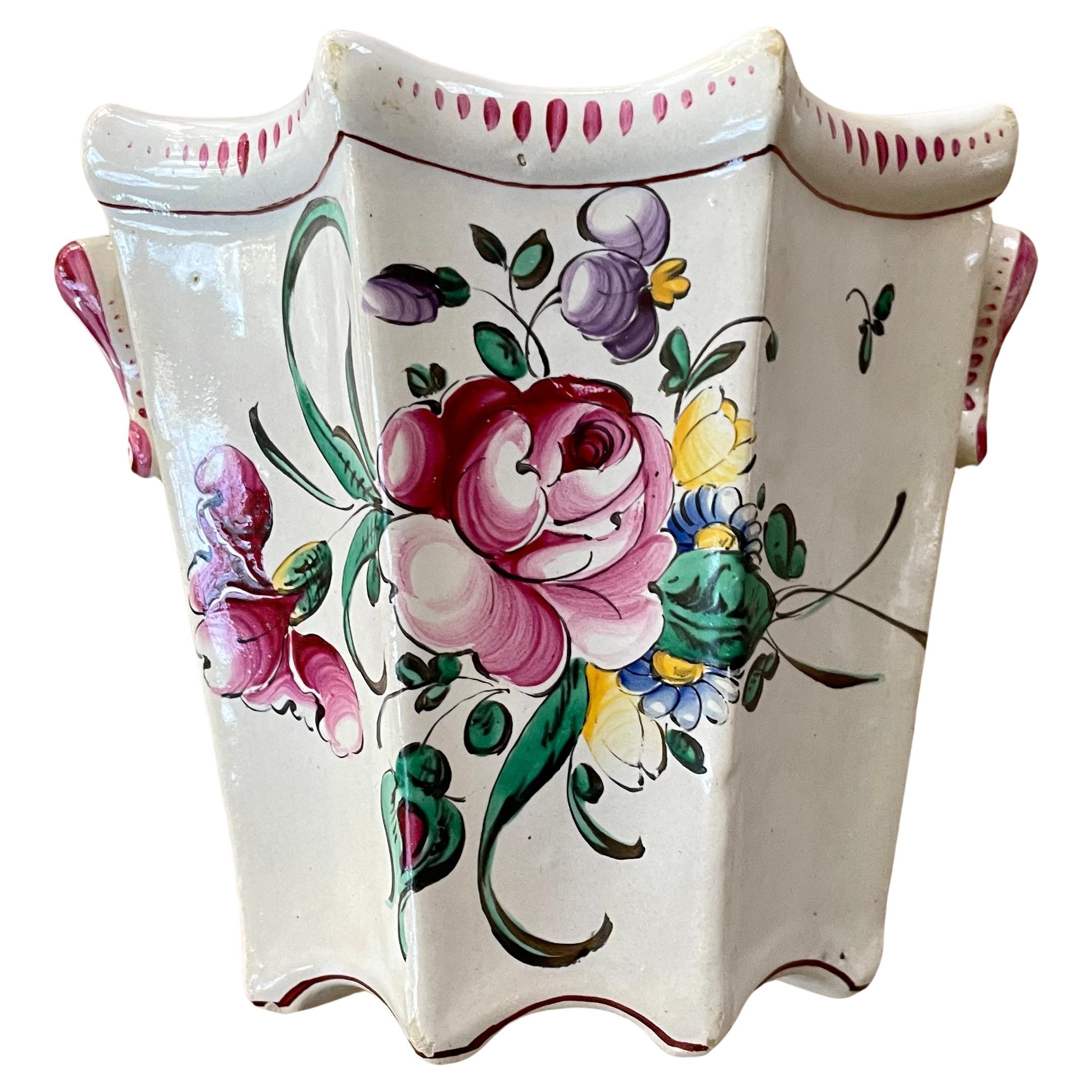 Strasbourg Faience Floral Vase For Sale