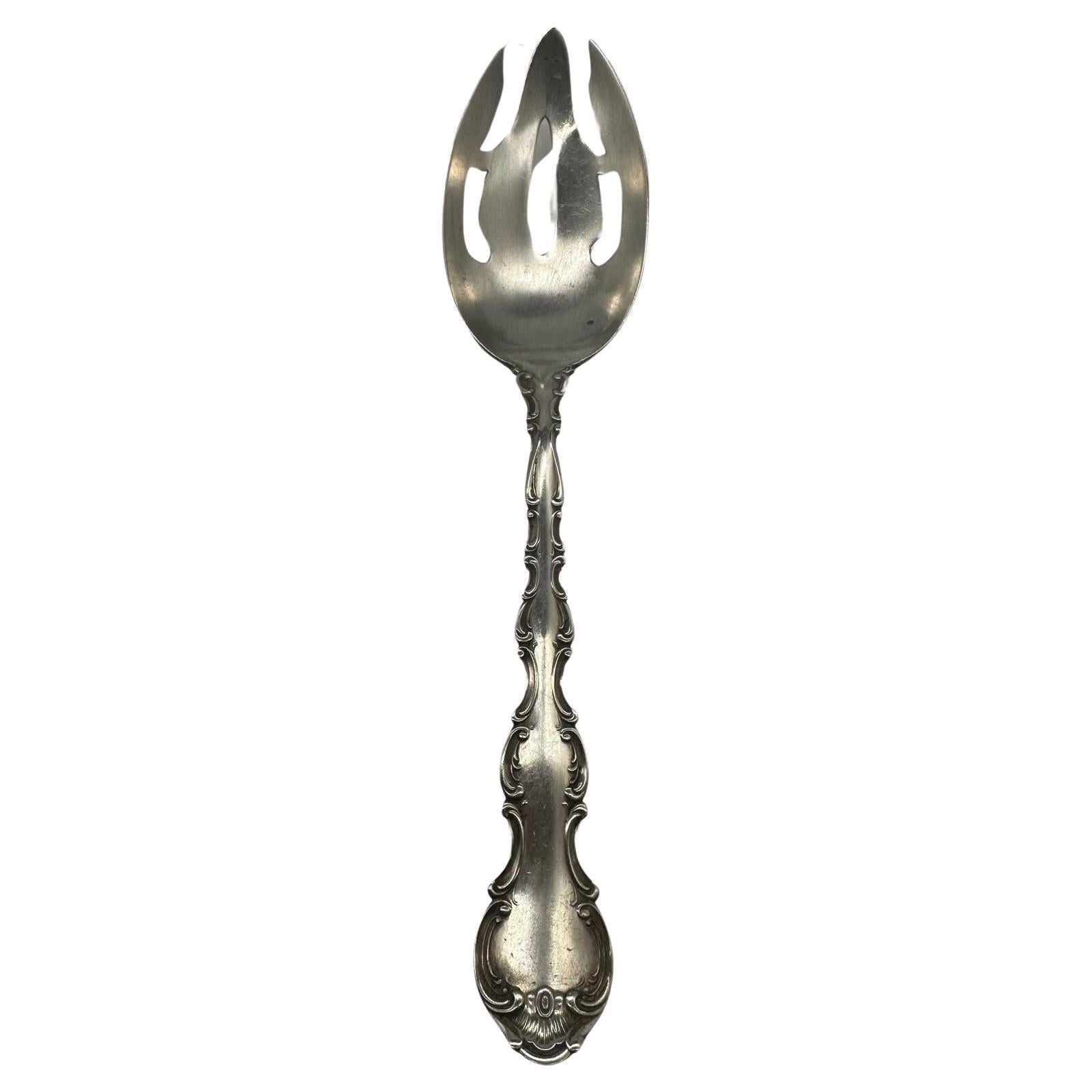 Strasbourg Gorham Sterling Silver Serving Spoon w/ Pierced Bowl & Tines For Sale
