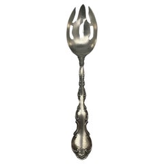 Antique Strasbourg Gorham Sterling Silver Serving Spoon w/ Pierced Bowl & Tines