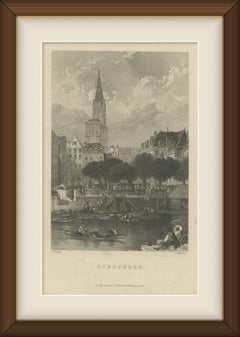 Strasburg Cathedral, Alsace, Rhine Region, Antique Steel Engraving, circa 1865