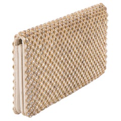 Strass and Gold Tone Silk Evening Clutch Bag
