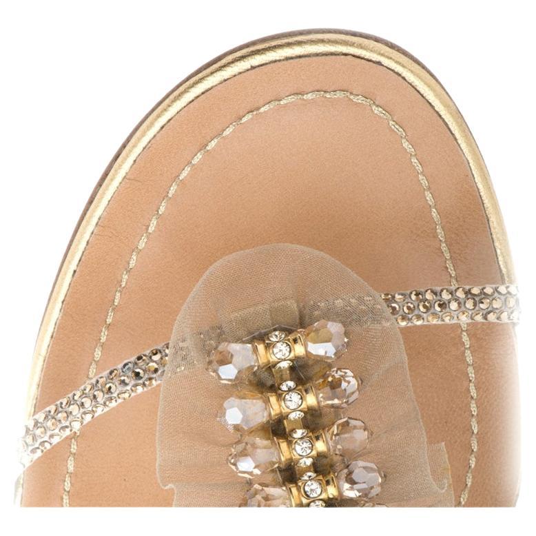 Golden strass and voile Heel height cm 9 (3.5 inches) With box and dustbags
