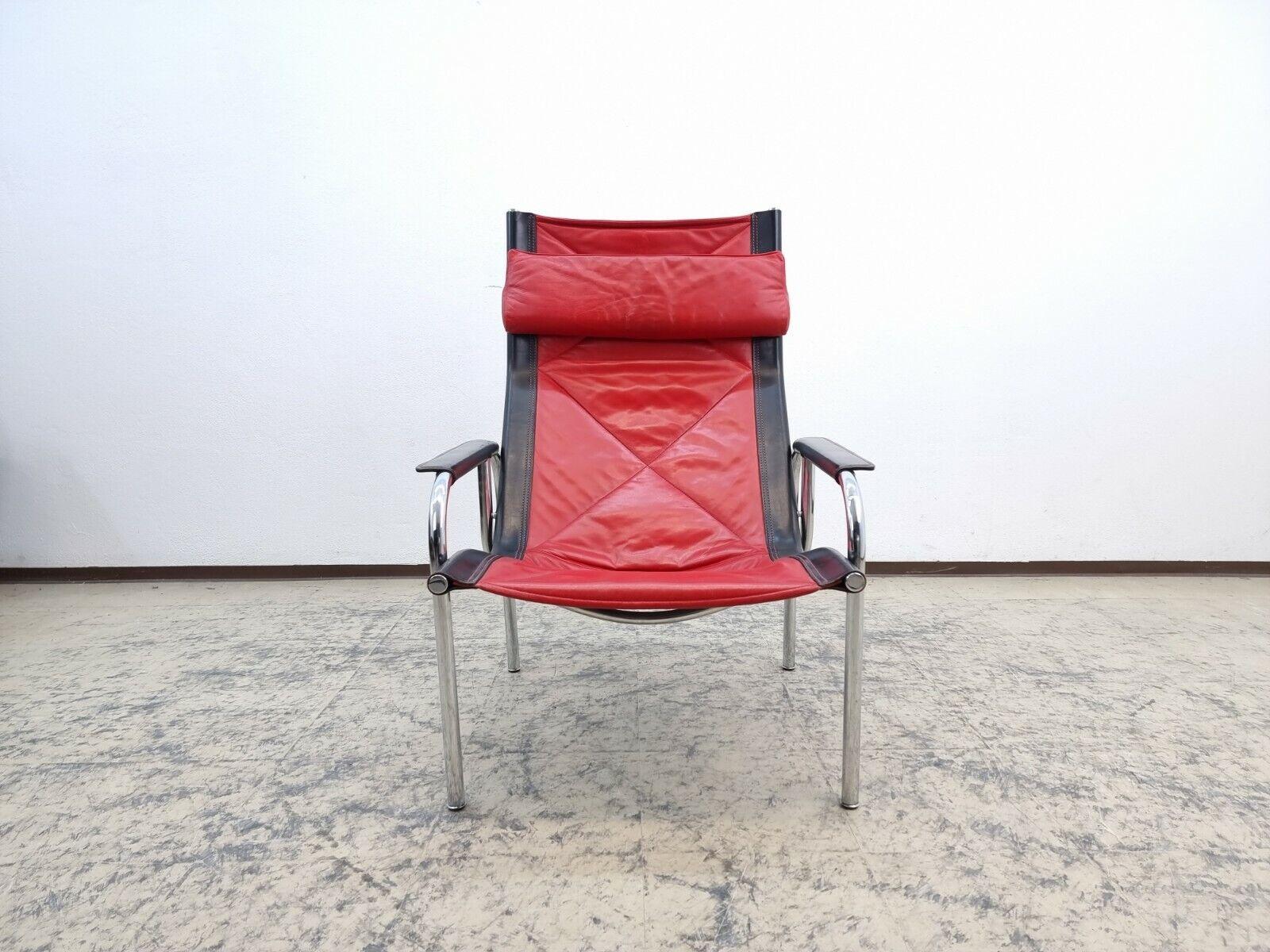 Strässle Echtledersessel Hans Eichenberger Designersessel rot-schwarz #0166 en vente 3