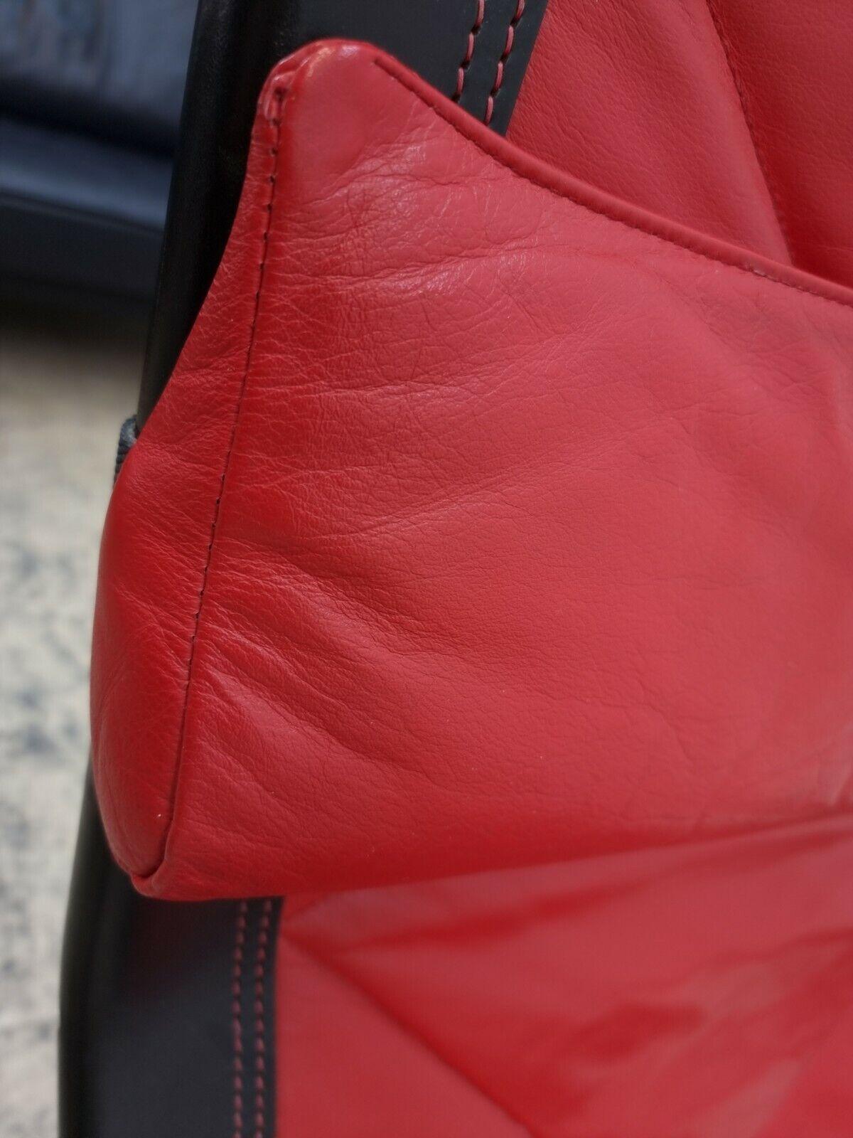 Européen Strässle Echtledersessel Hans Eichenberger Designersessel rot-schwarz #0166 en vente