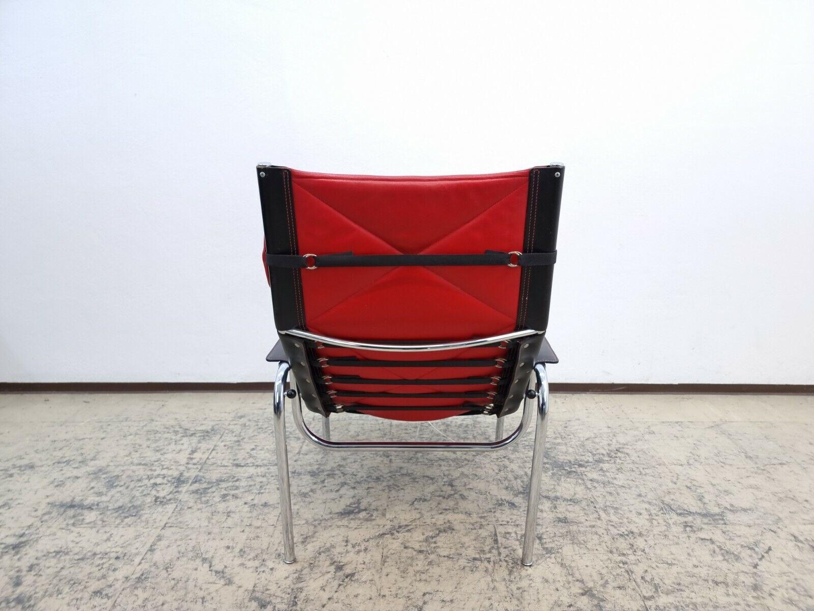 20ième siècle Strässle Echtledersessel Hans Eichenberger Designersessel rot-schwarz #0166 en vente