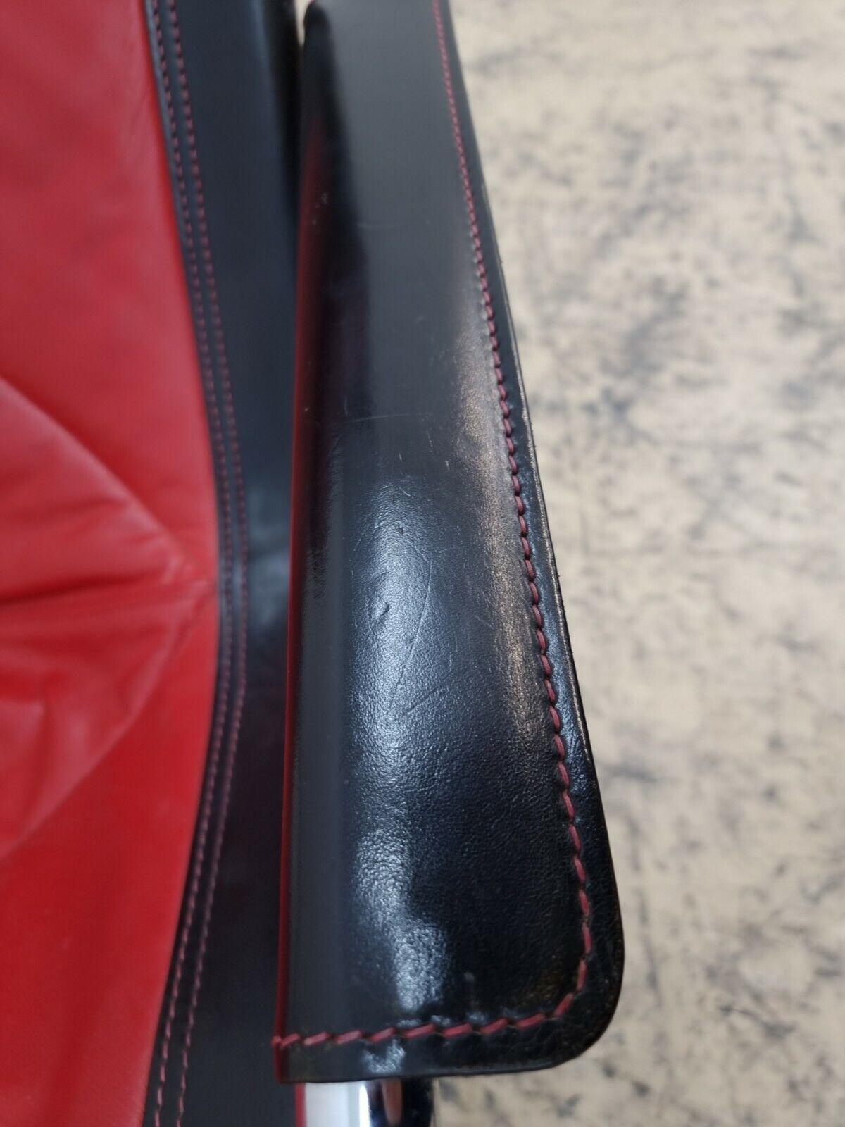 Strässle Echtledersessel Hans Eichenberger Designersessel rot-schwarz #0166 en vente 1