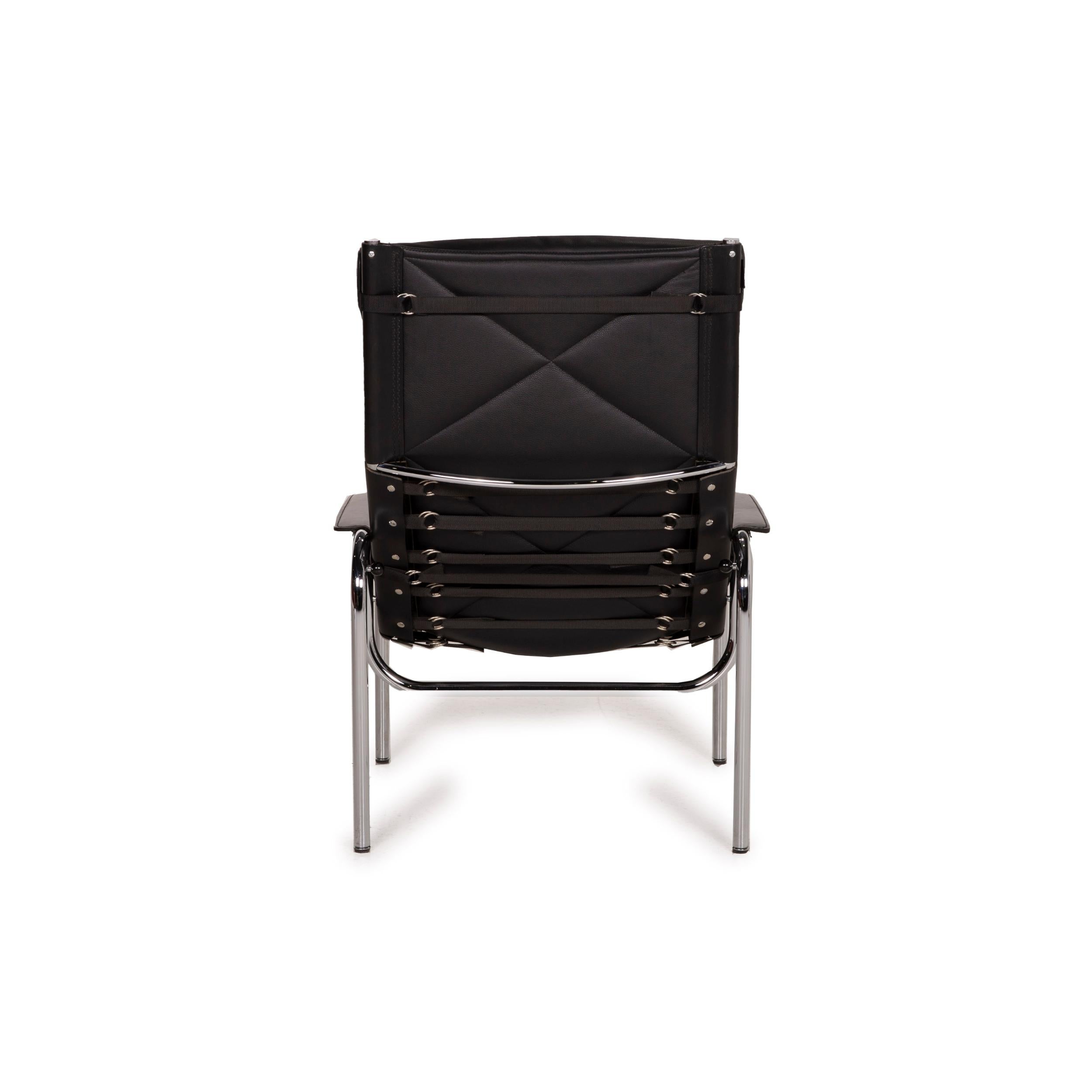 Strässle Eichenberger 127-3e-9 by Catellani & Smith Leather Armchair Black For Sale 5