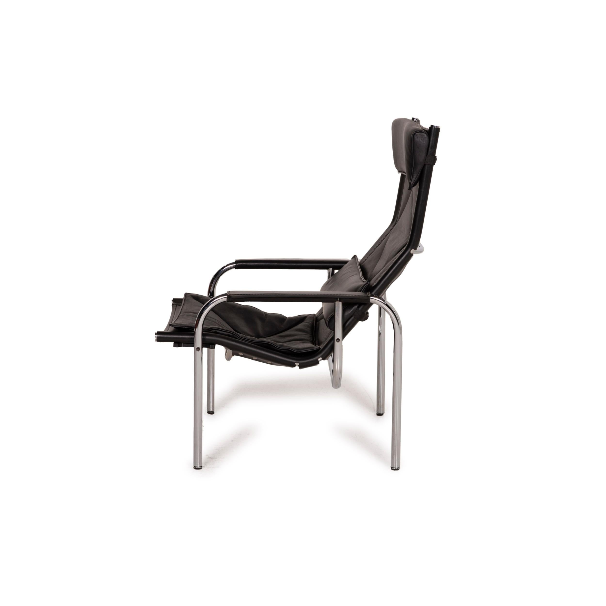 Strässle Eichenberger 127-3e-9 by Catellani & Smith Leather Armchair Black For Sale 6
