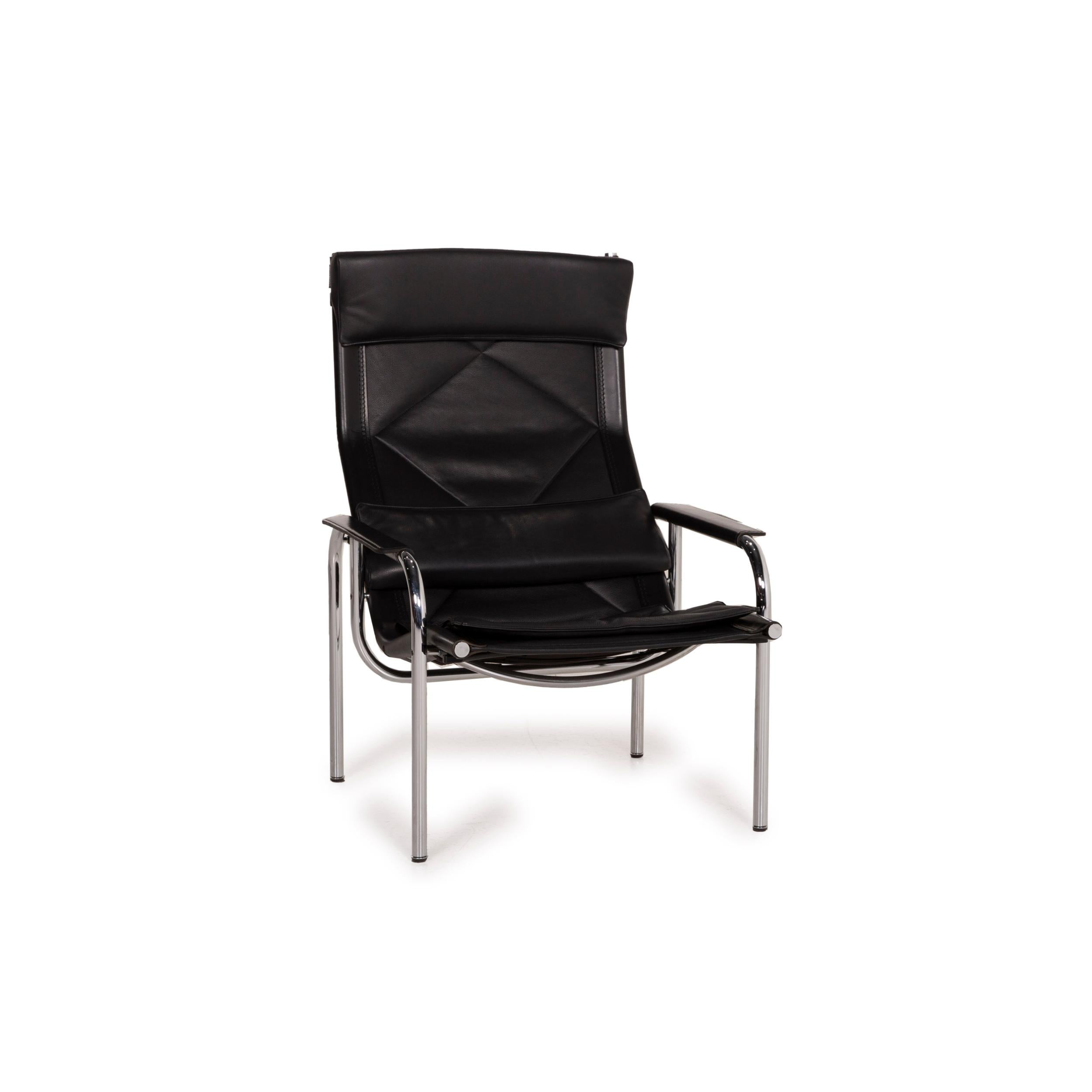 Strässle Eichenberger 127-3e-9 by Catellani & Smith Leather Armchair Black For Sale 2