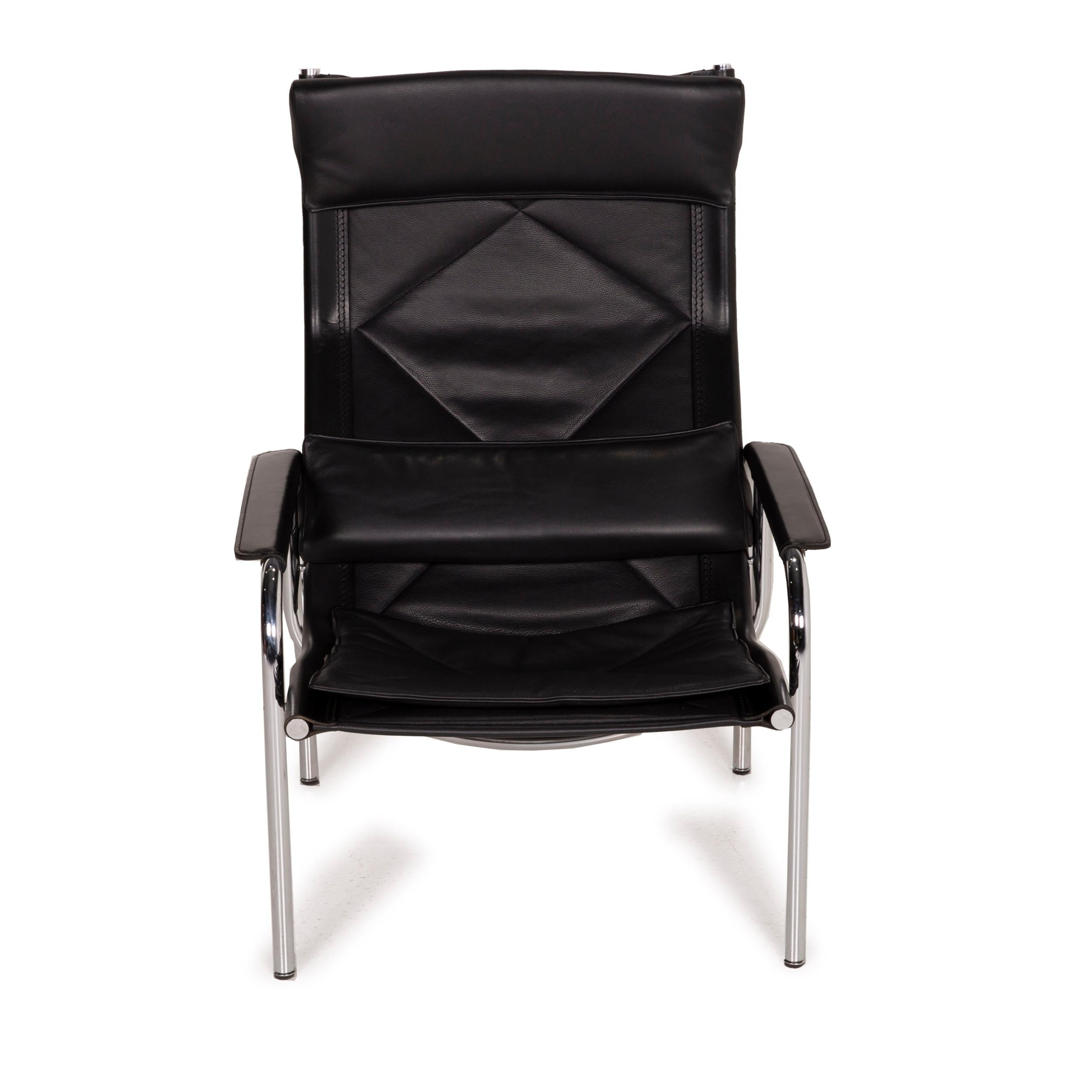 Strässle Eichenberger 127-3e-9 by Catellani & Smith Leather Armchair Black For Sale 3