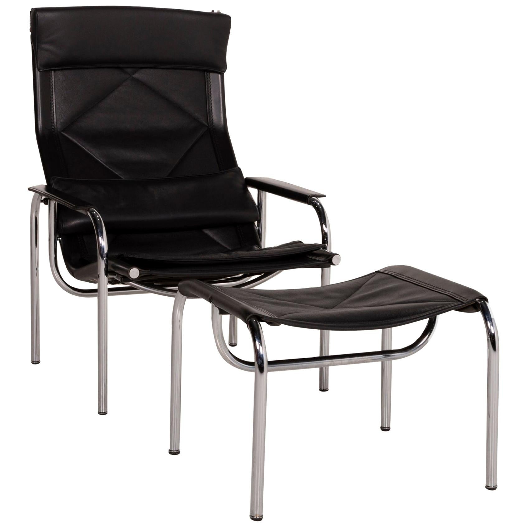Strässle Eichenberger 127-3e-9 by Catellani & Smith Leather Armchair Black For Sale