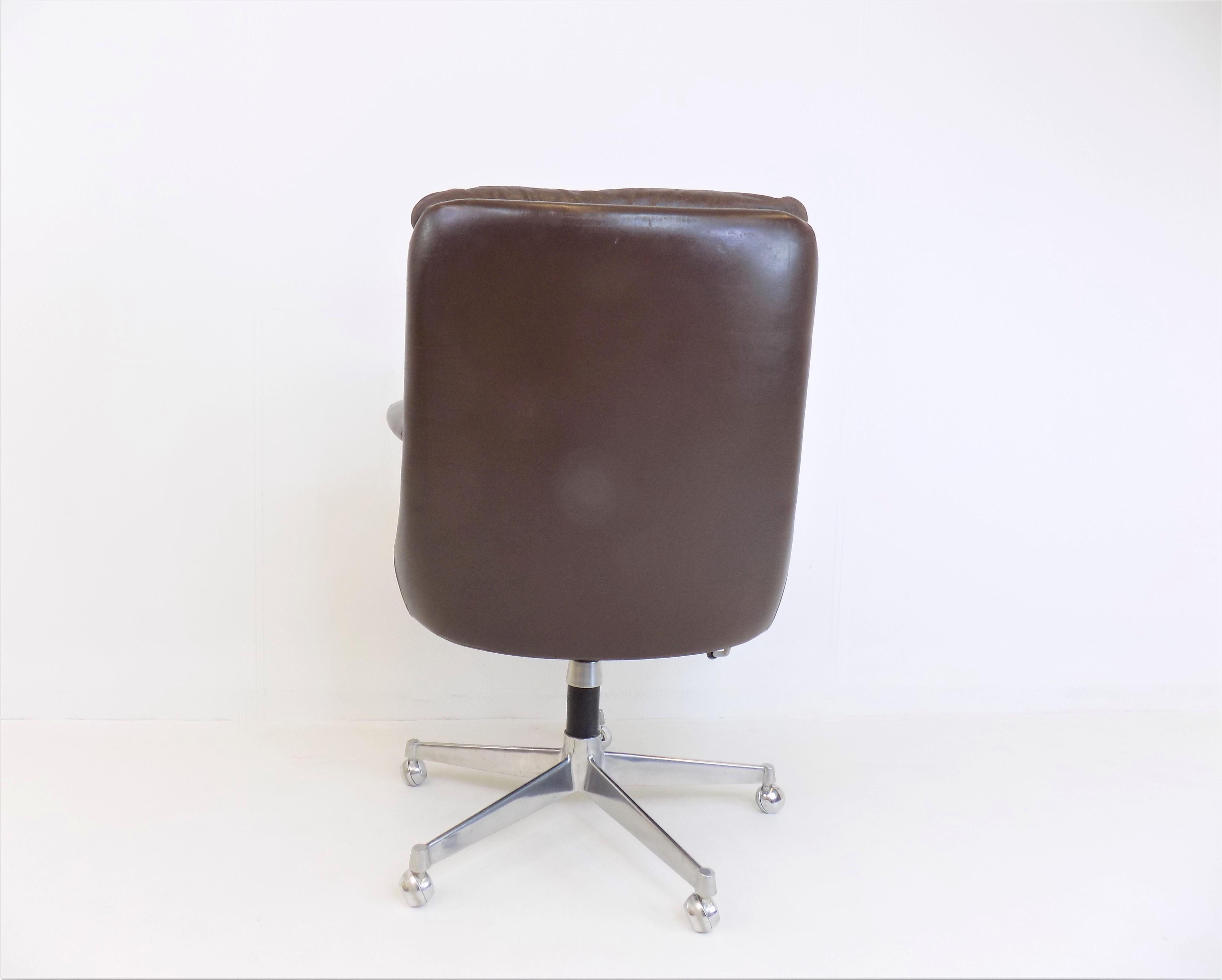 Swiss Strässle Gentilina Leather Office Chair by Andre Vandenbeuck For Sale