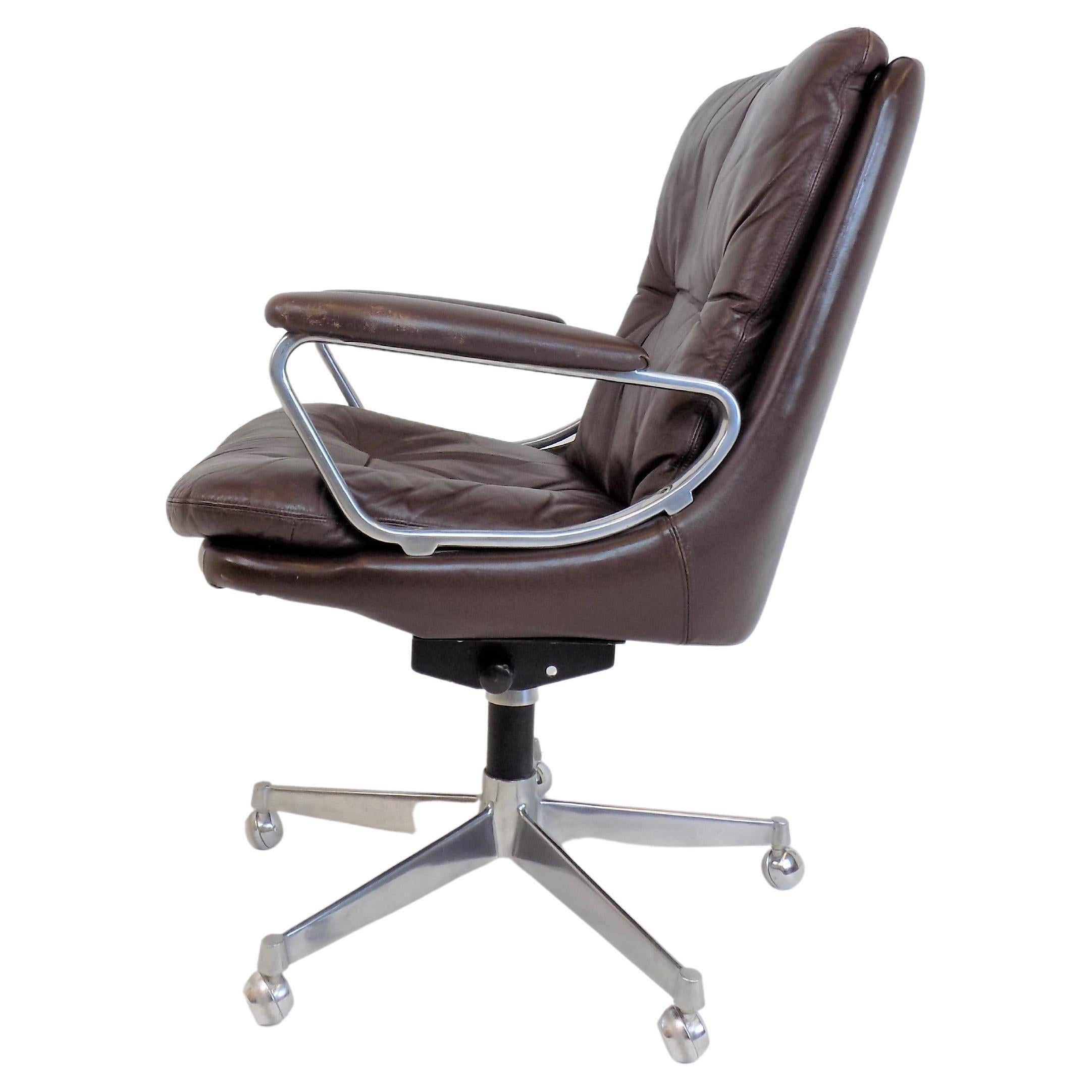Strässle Gentilina Leather Office Chair by Andre Vandenbeuck For Sale