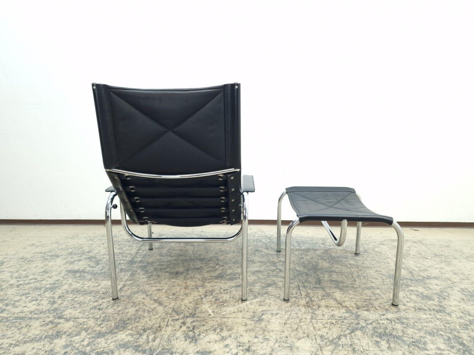 Strässle Hans Eichenberger Sessel mit Hocker Designersessel Ledersessel #0573 en venta 2