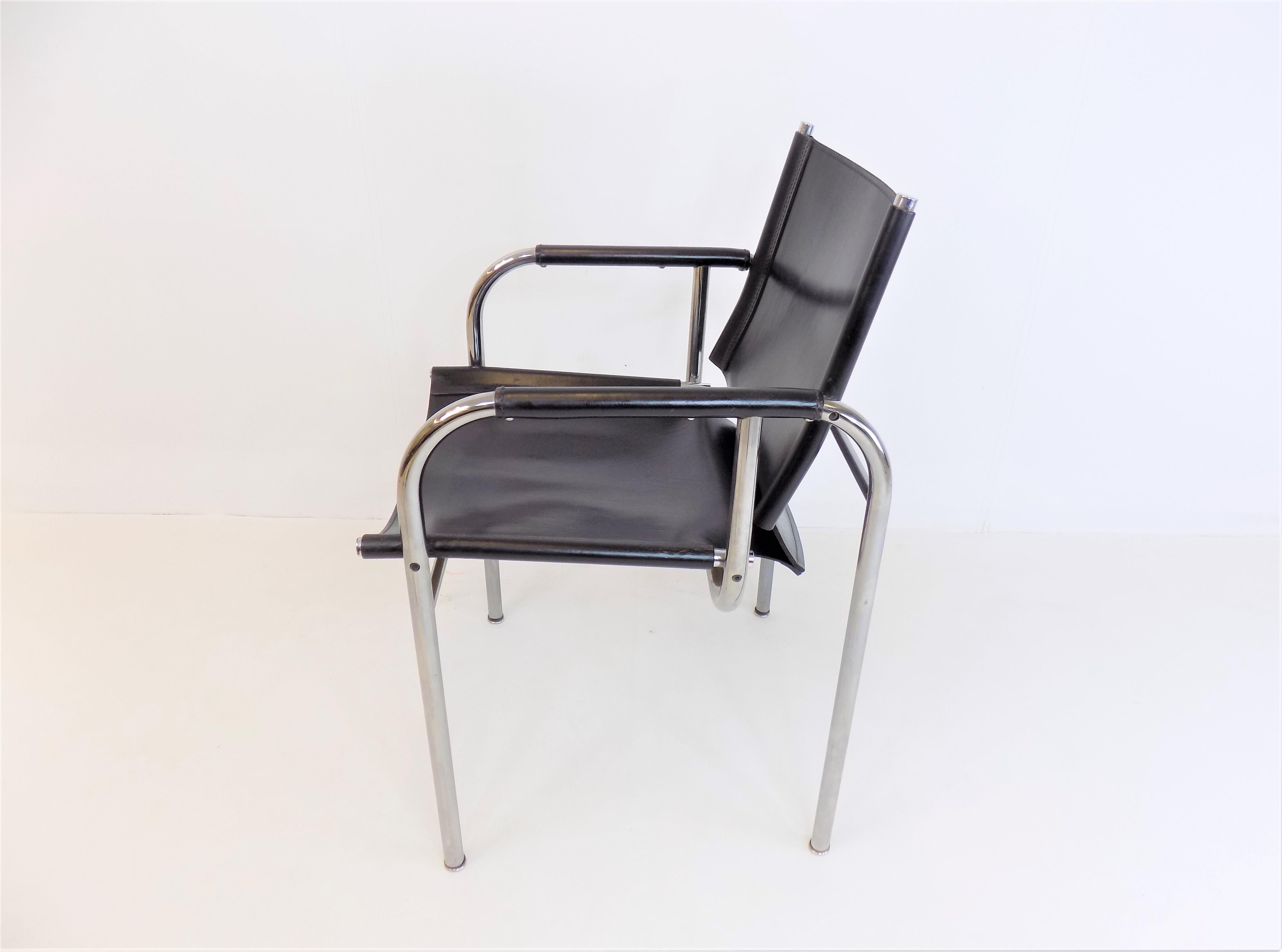 Strässle He Leather Lounge Chair by Hans Eichenberger In Good Condition For Sale In Ludwigslust, DE