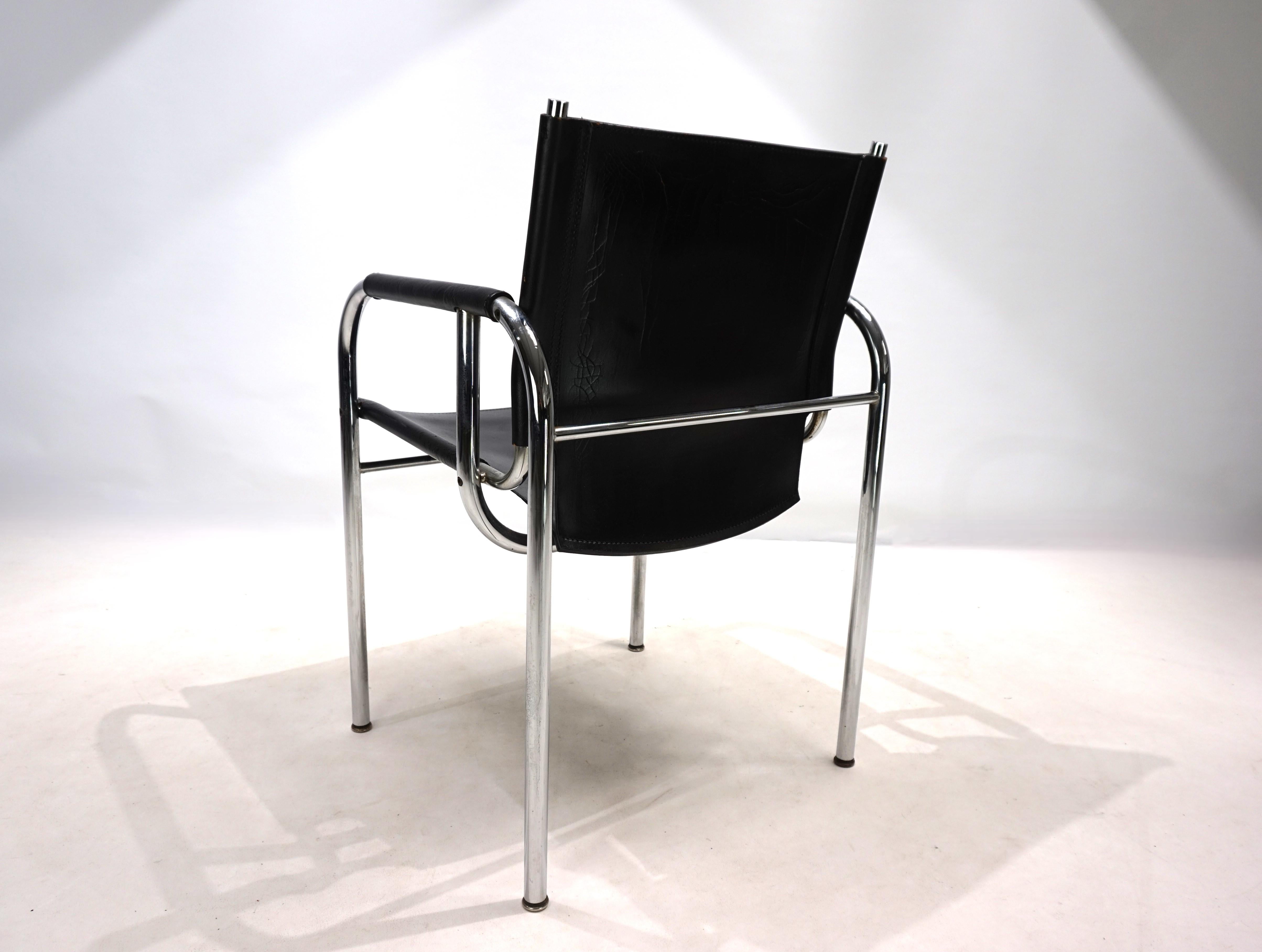 Sillón de cuero Strässle HE de Hans Eichenberger mediados del siglo XX en venta