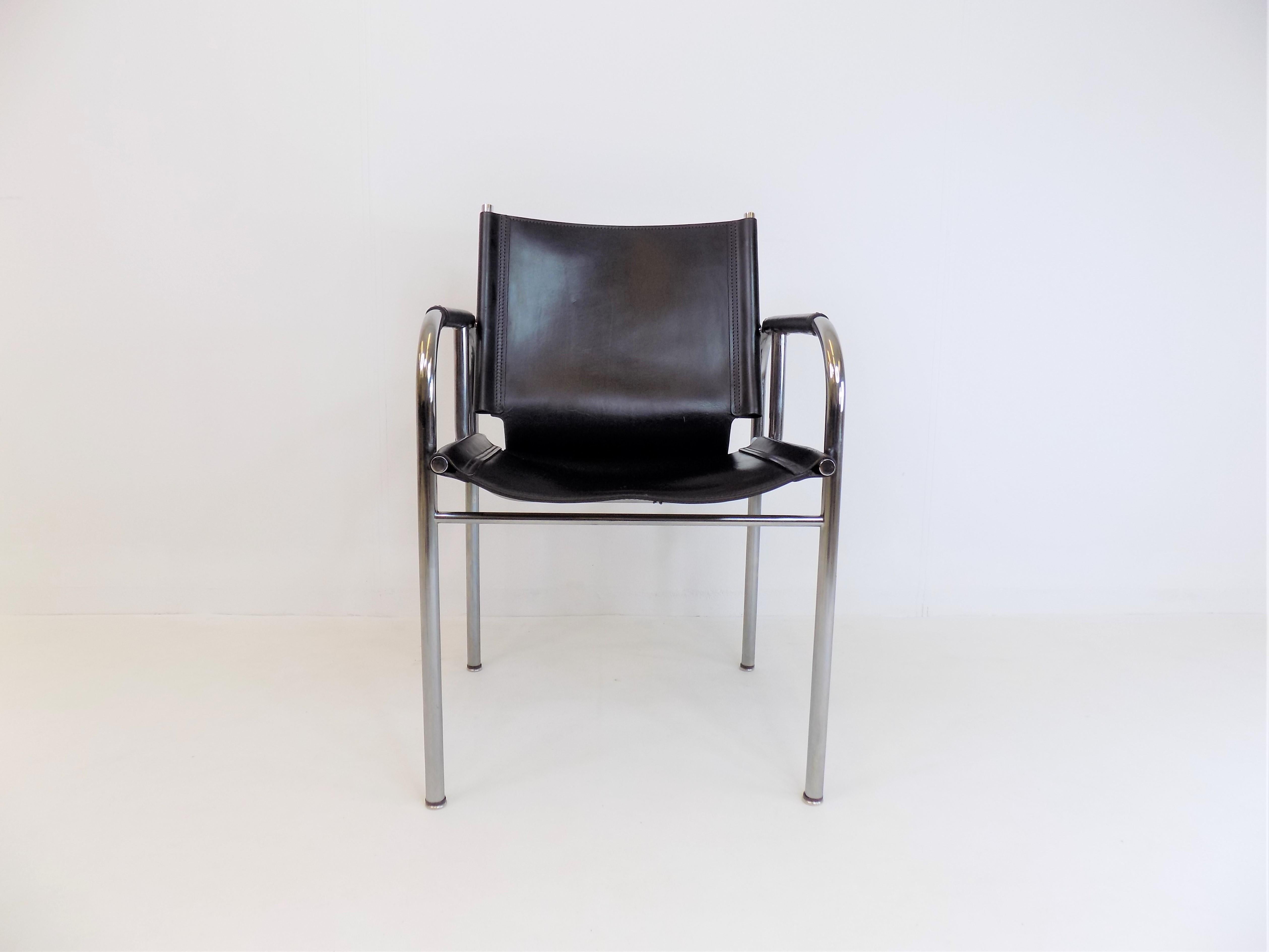 Strässle He Leather Lounge Chair by Hans Eichenberger For Sale 1