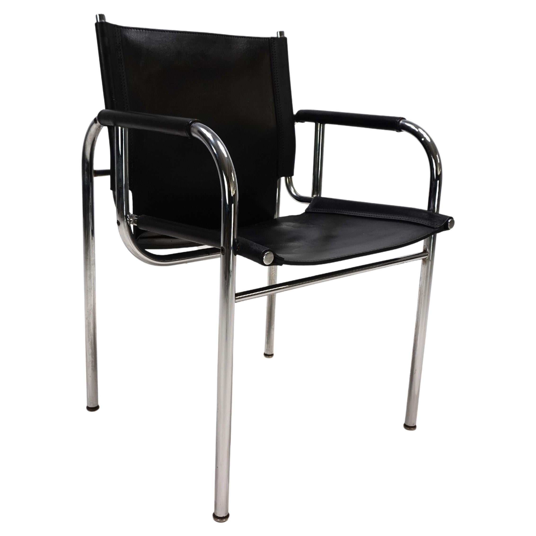 Strässle HE leather lounge chair by Hans Eichenberger