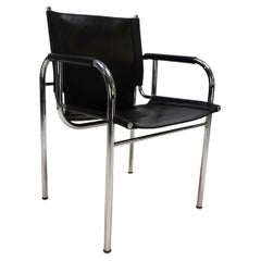 Strässle HE leather lounge chair by Hans Eichenberger