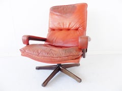 Strässle King Chair by Andre Vandenbeuck, mid-century modern, red leather, swiss