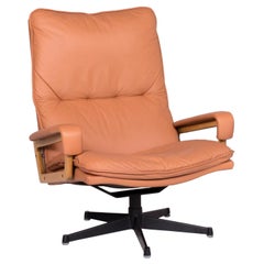 Strässle King Chair Designer Leather Armchair Brown by André Vandenbeuck