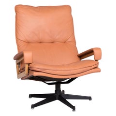 Strässle King Chair Designer Leather Armchair Brown by André Vandenbeuck