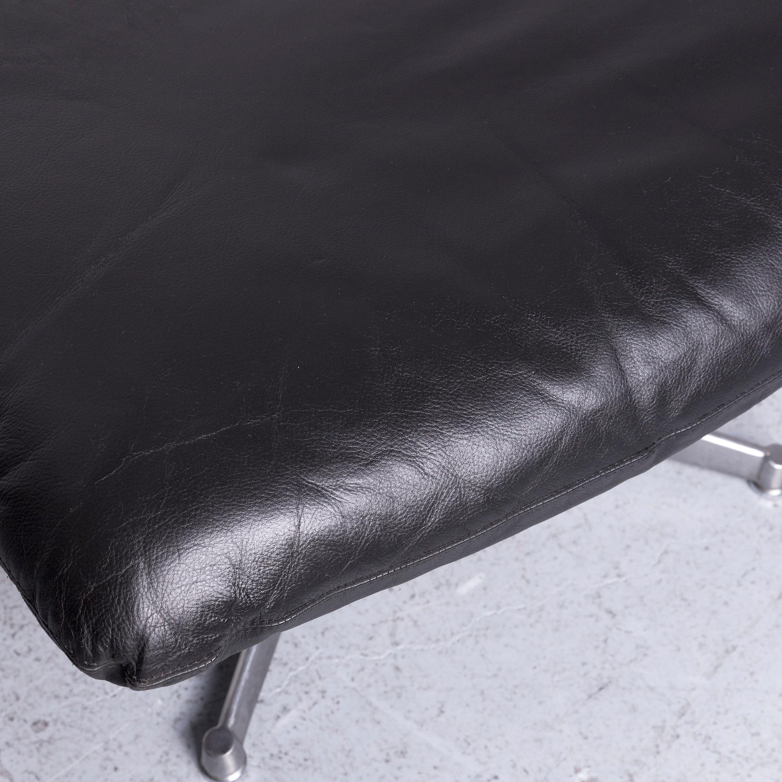 Swiss Strässle King Designer Leather Footstool Black