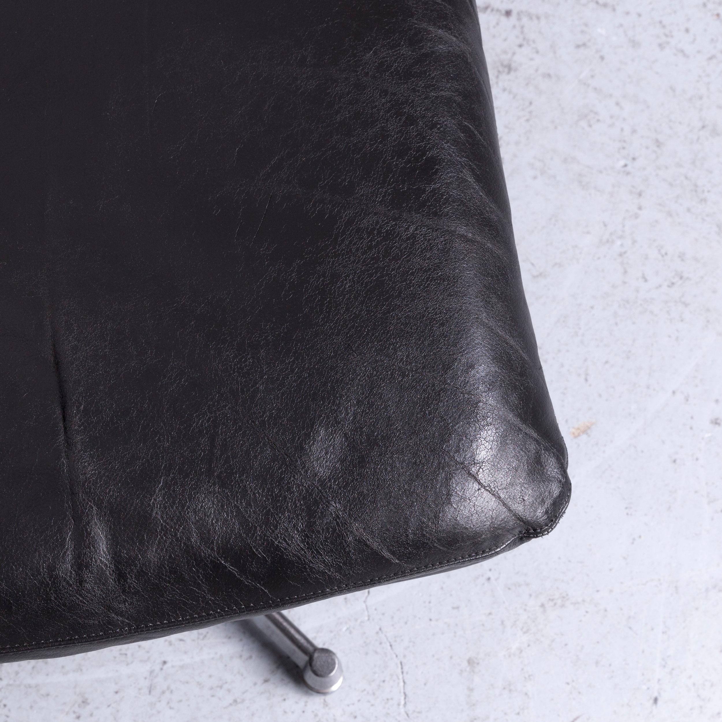 Strässle King Designer Leather Footstool Black In Good Condition In Cologne, DE