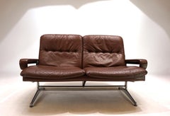 Strässle King two-seater leather sofa by Andre Vandenbeuck, 1960