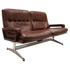 Canapé deux places en cuir Strässle King, Andre Vandenbeuck, 1960