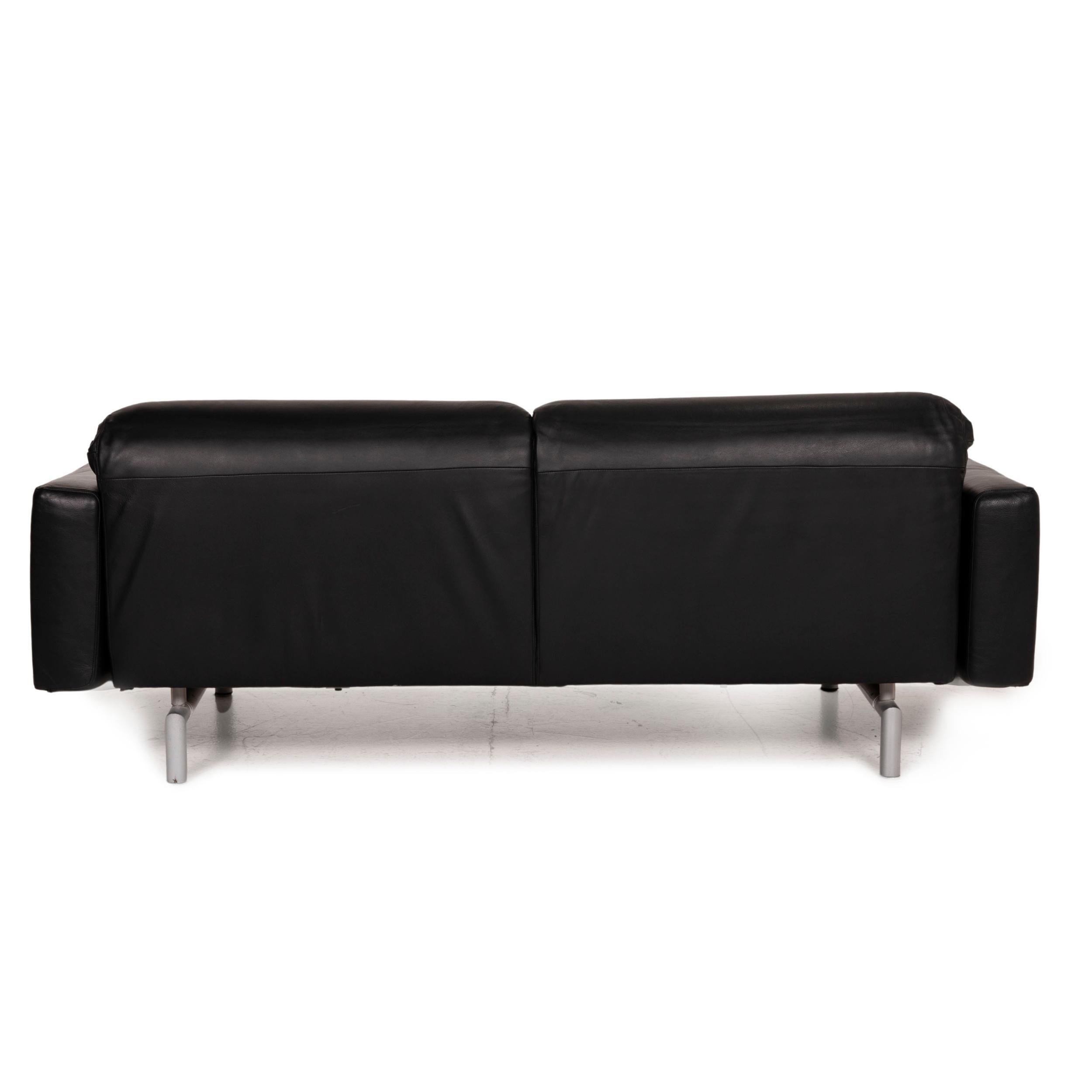 Strässle Matteo Leather Sofa Black Two-Seater Function Relax Function Couch 4
