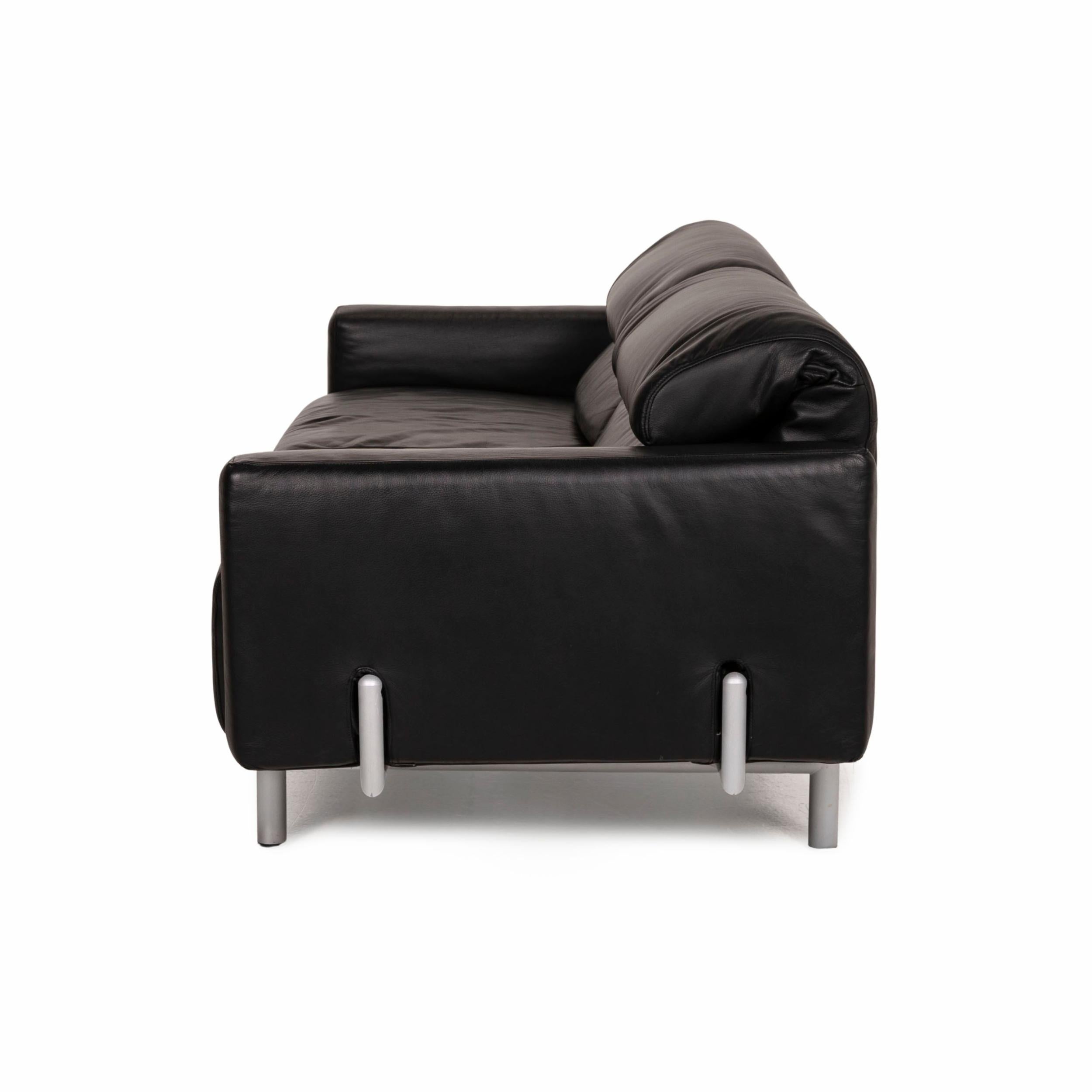 Strässle Matteo Leather Sofa Black Two-Seater Function Relax Function Couch 5