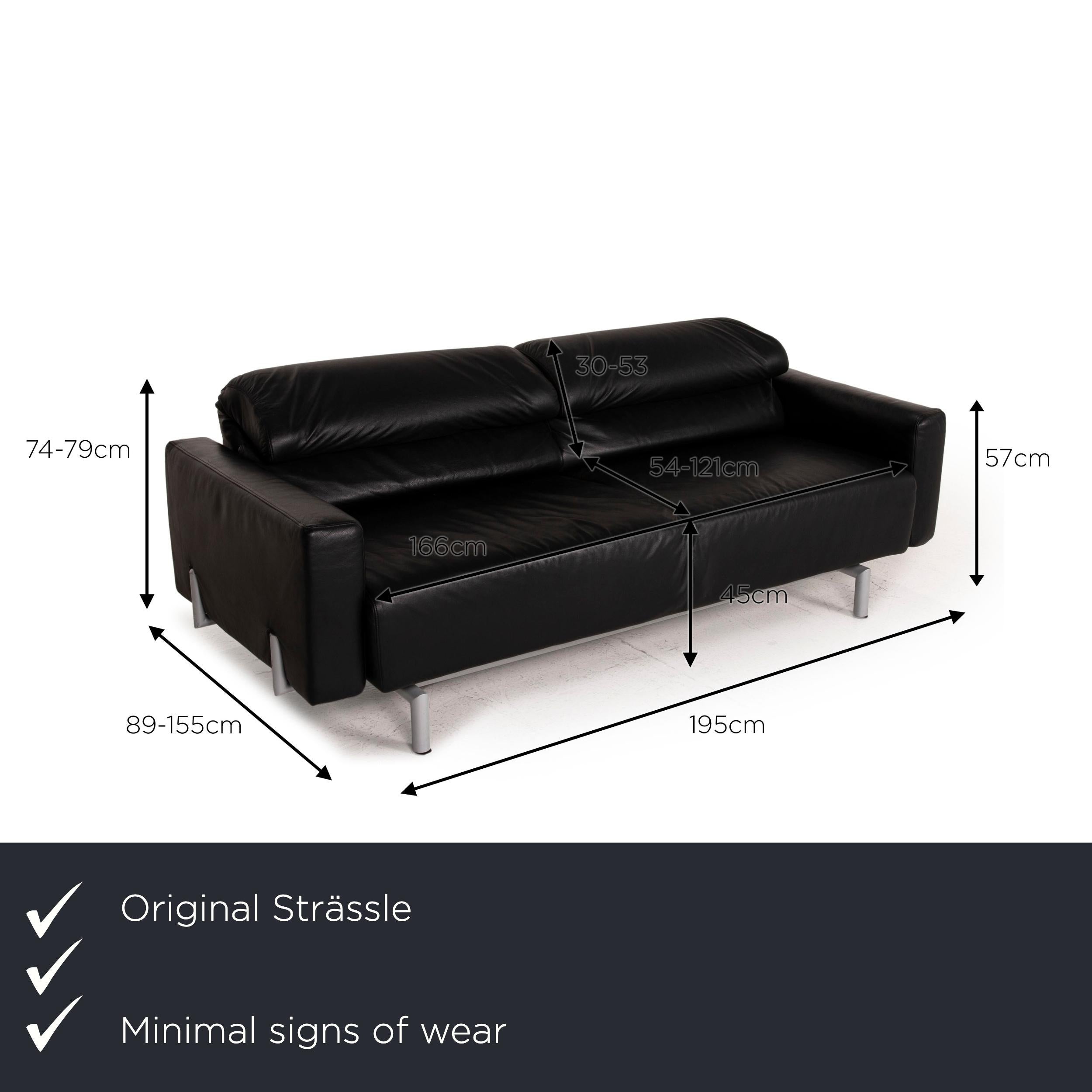 We present to you a Strässle Matteo leather sofa black two-seater function relax function couch.

Product measurements in centimeters:

Depth 89
Width 195
Height 74
Seat height 45
Rest height 57
Seat depth 54
Seat width 166
Back height