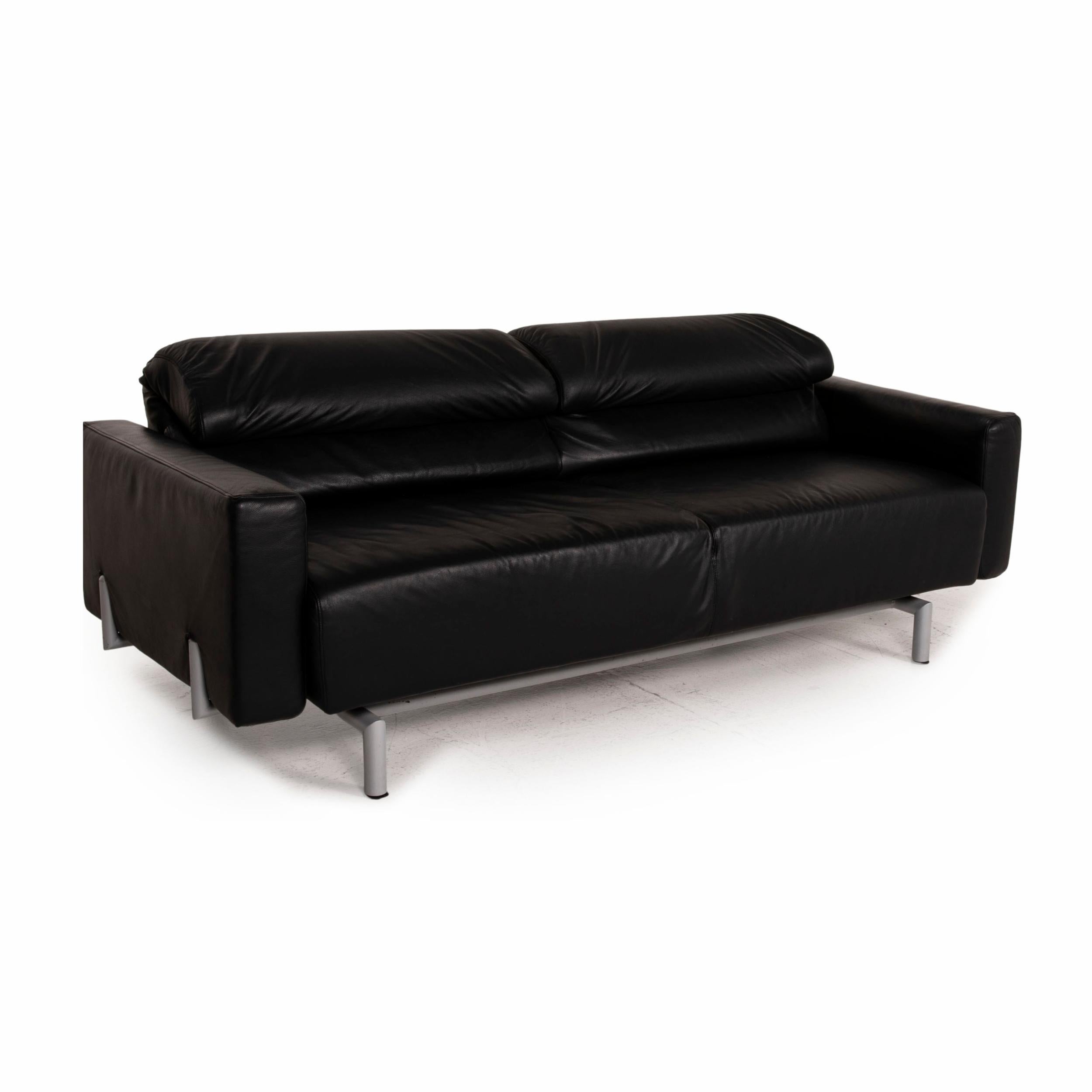 Strässle Matteo Leather Sofa Black Two-Seater Function Relax Function Couch 1