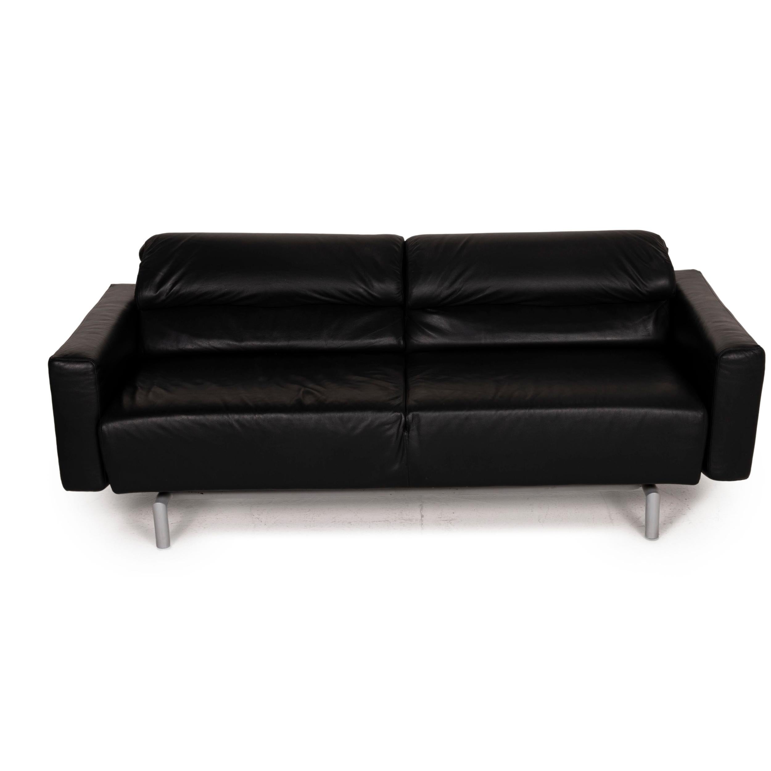 Strässle Matteo Leather Sofa Black Two-Seater Function Relax Function Couch 2