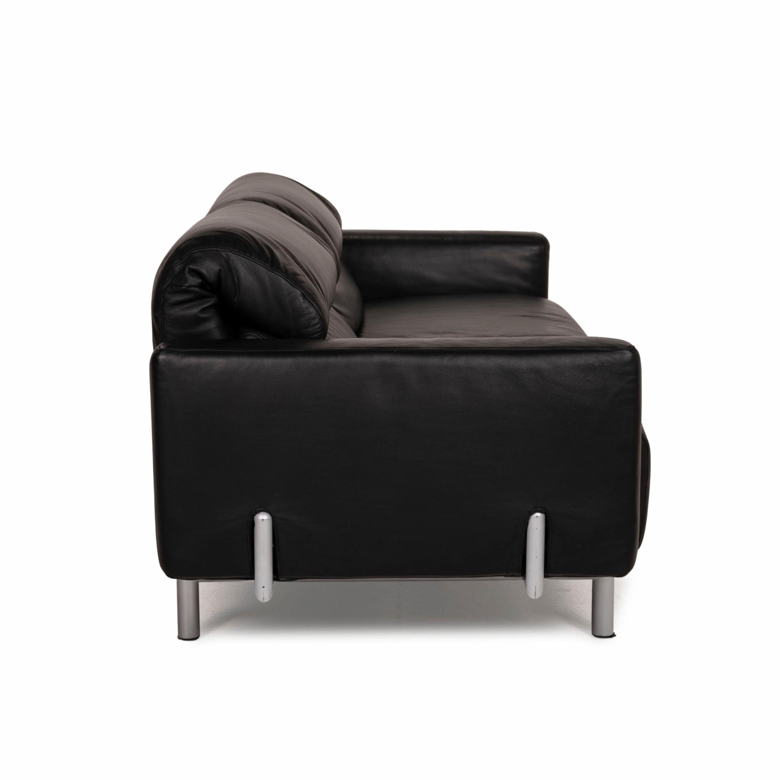 Strässle Matteo Leather Sofa Black Two-Seater Function Relax Function Couch 3