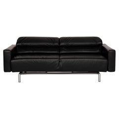 Strässle Matteo Leather Sofa Black Two-Seater Function Relax Function Couch